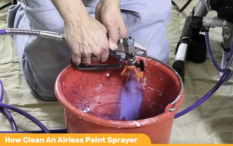 An airless paint sprayer being cleaned
