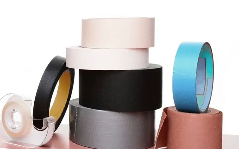 A display of various types of masking tape available